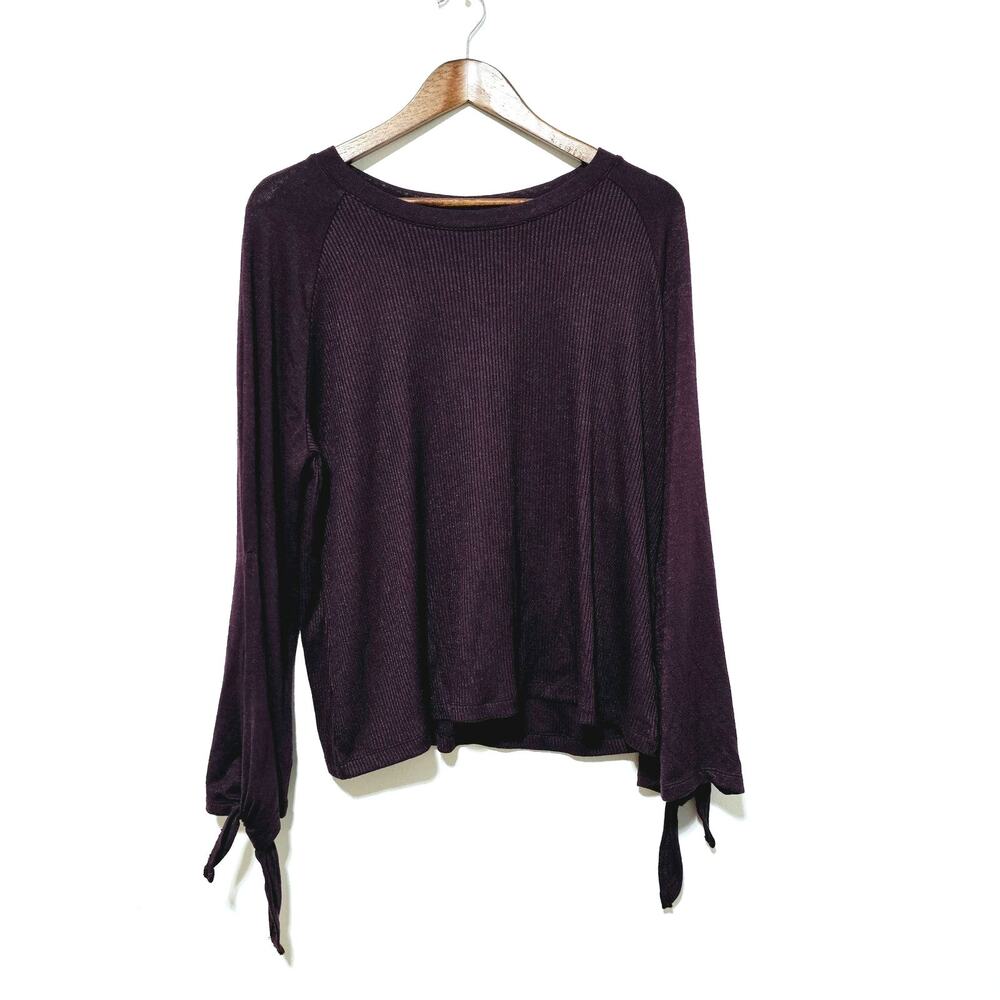 Gap Top Women's Size L Tie-Sleeve Vampire Red Comfy Casual Minimalist Boho NWT - Picture 2 of 8